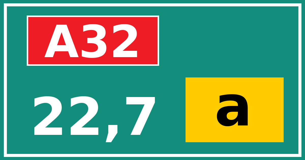 Hectometerbord A32 22,7 letter a