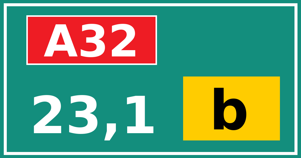 Hectometerbord A32 23,1 letter b