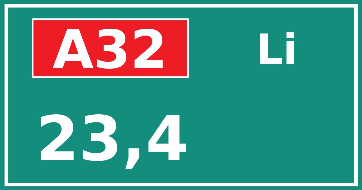 Hectometerbord A32 23,4 zijde Li
