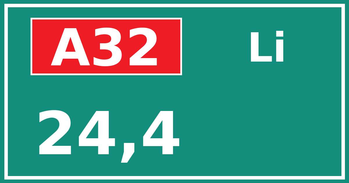 Hectometerbord A32 24,4 zijde Li