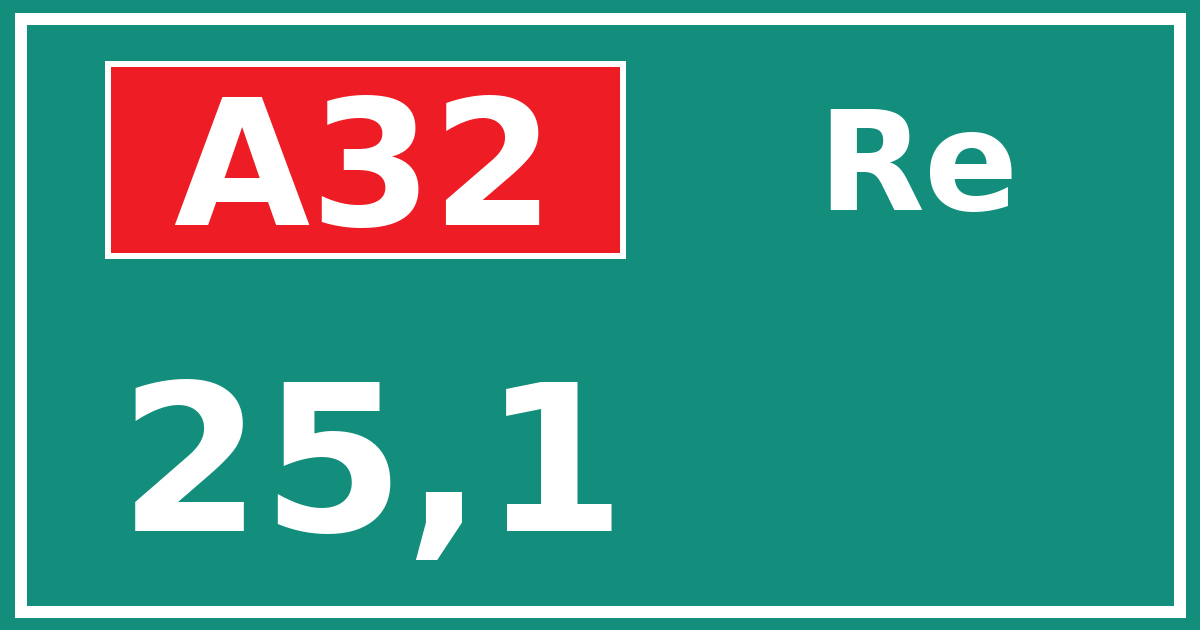 Hectometerbord A32 25,1 zijde Re