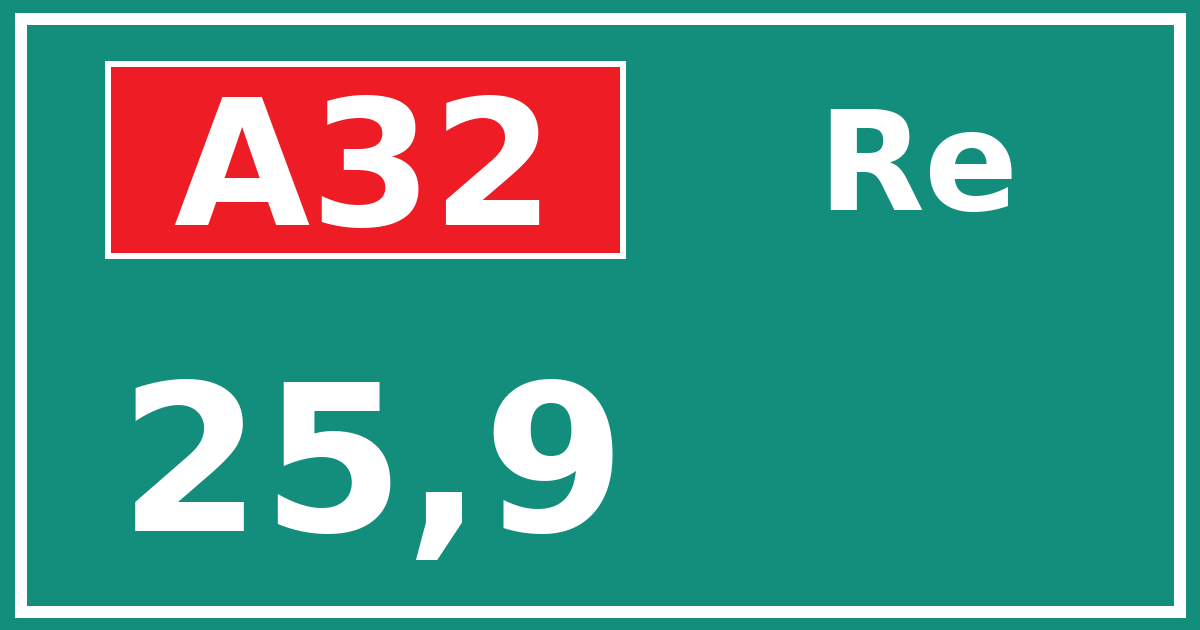 Hectometerbord A32 25,9 zijde Re