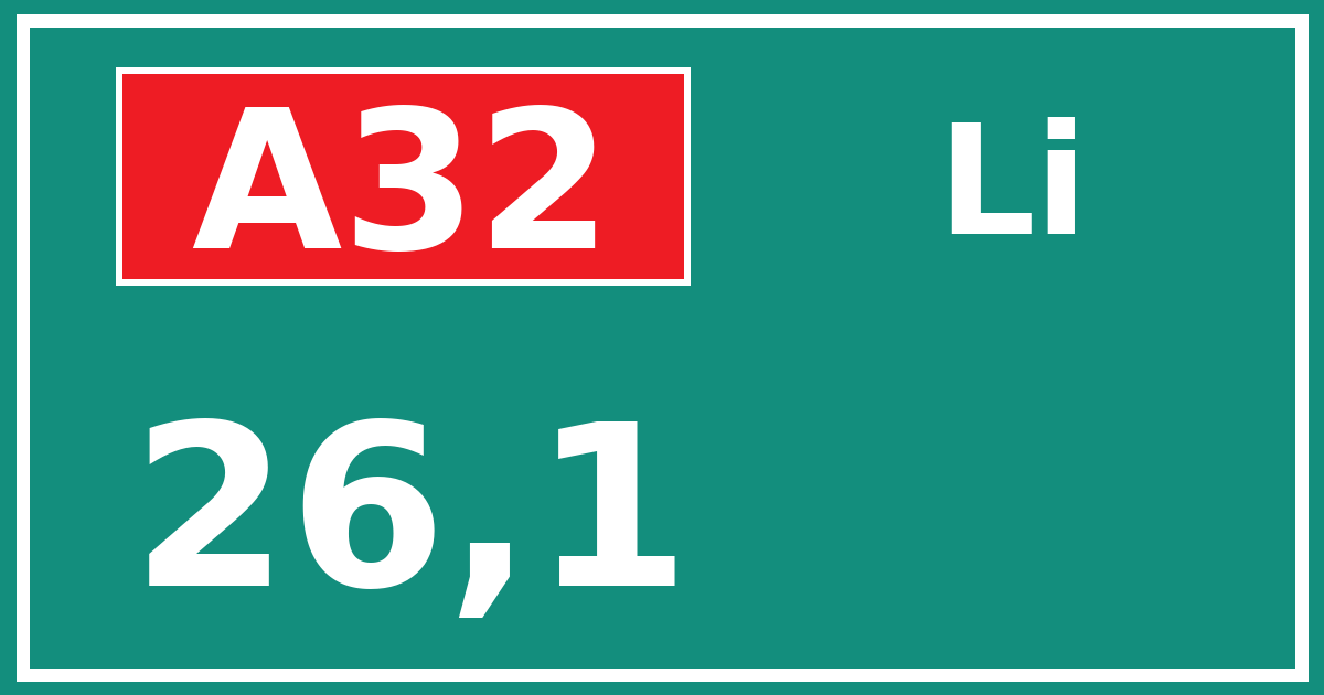 Hectometerbord A32 26,1 zijde Li