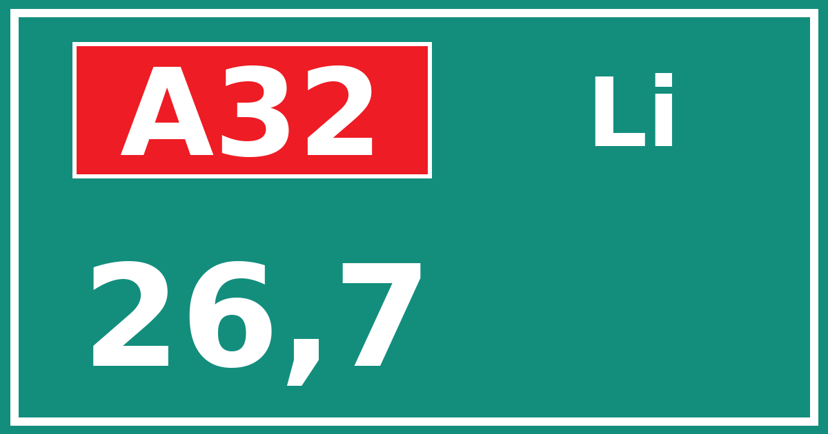 Hectometerbord A32 26,7 zijde Li