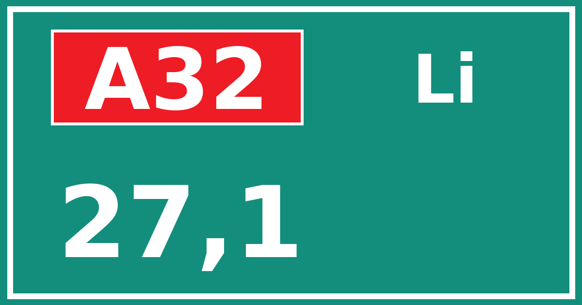 Hectometerbord A32 27,1 zijde Li