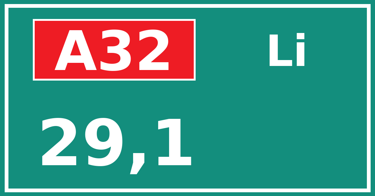 Hectometerbord A32 29,1 zijde Li