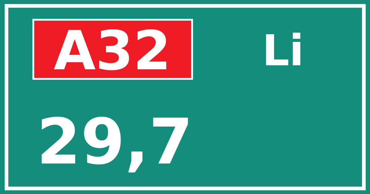 Hectometerbord A32 29,7 zijde Li