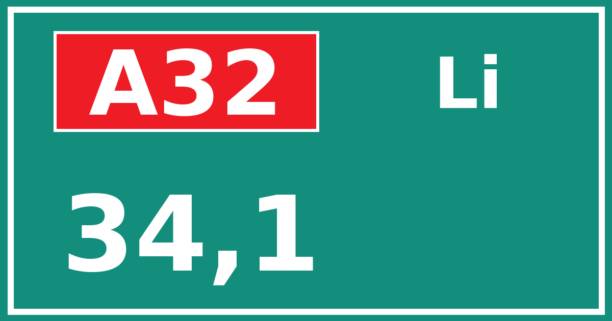 Hectometerbord A32 34,1 zijde Li
