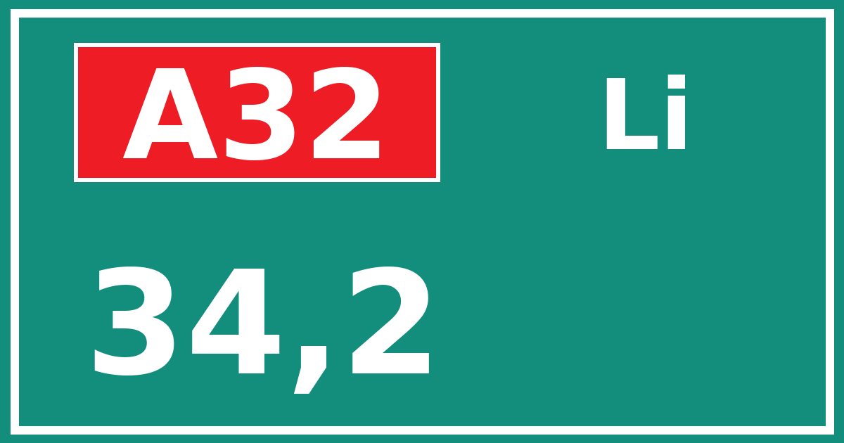 Hectometerbord A32 34,2 zijde Li