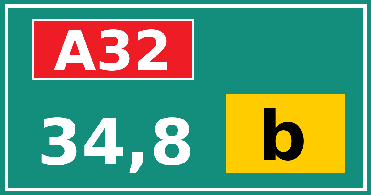 Hectometerbord A32 34,8 letter b