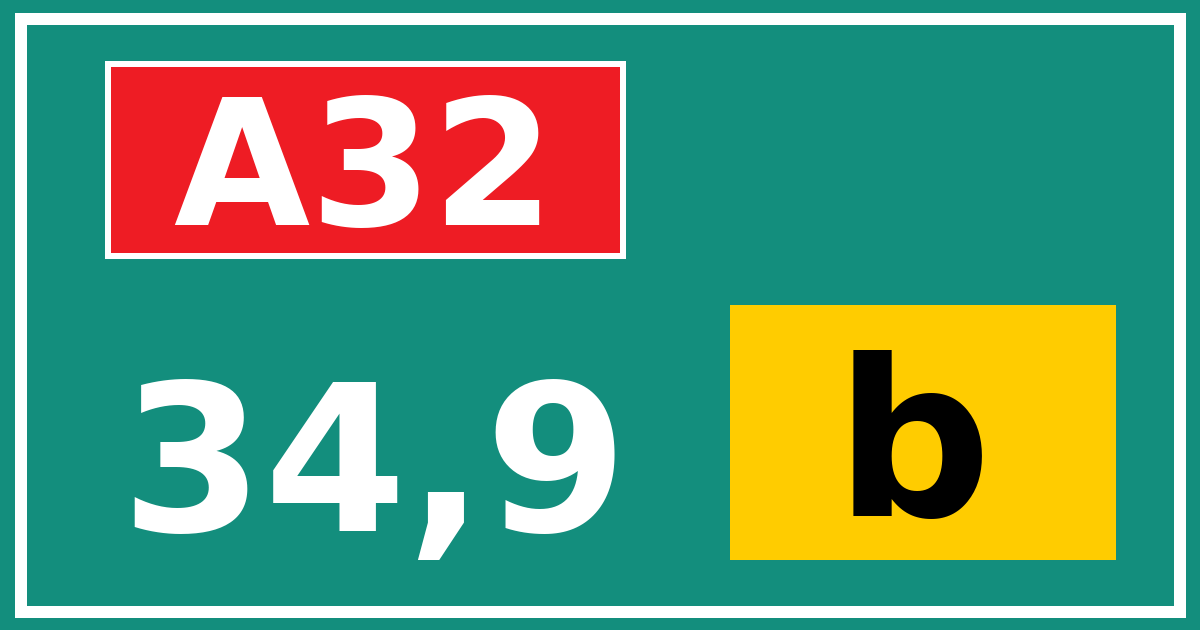 Hectometerbord A32 34,9 letter b