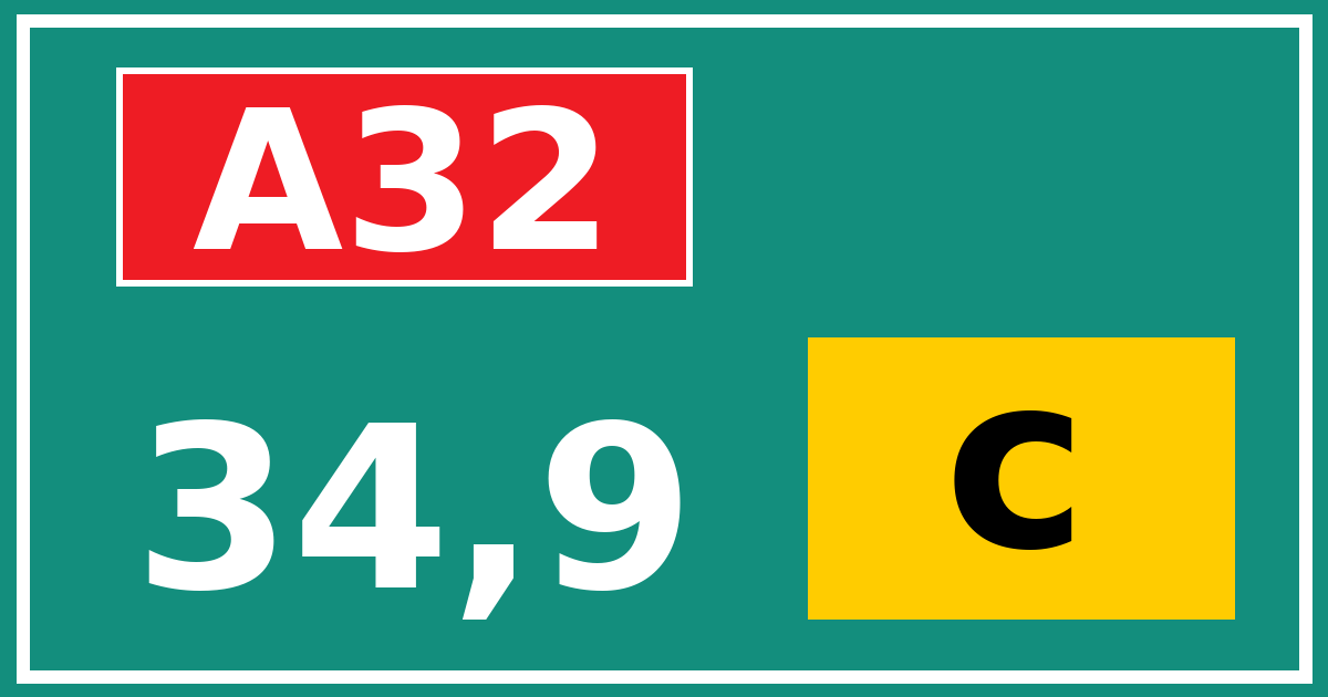 Hectometerbord A32 34,9 letter c