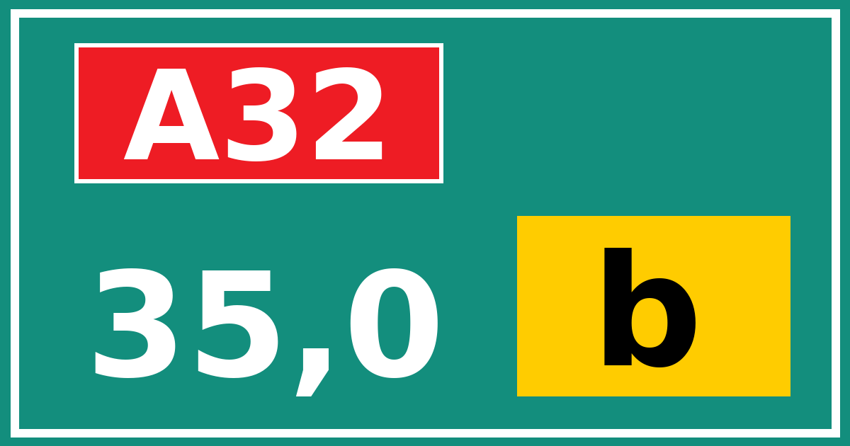 Hectometerbord A32 35,0 letter b