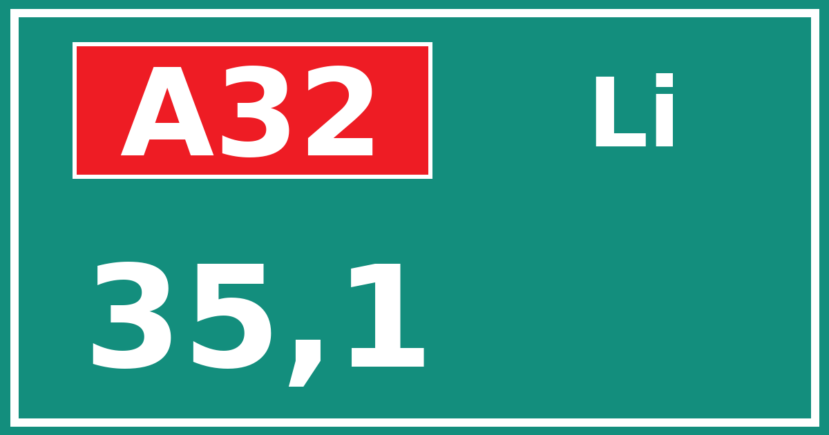 Hectometerbord A32 35,1 zijde Li