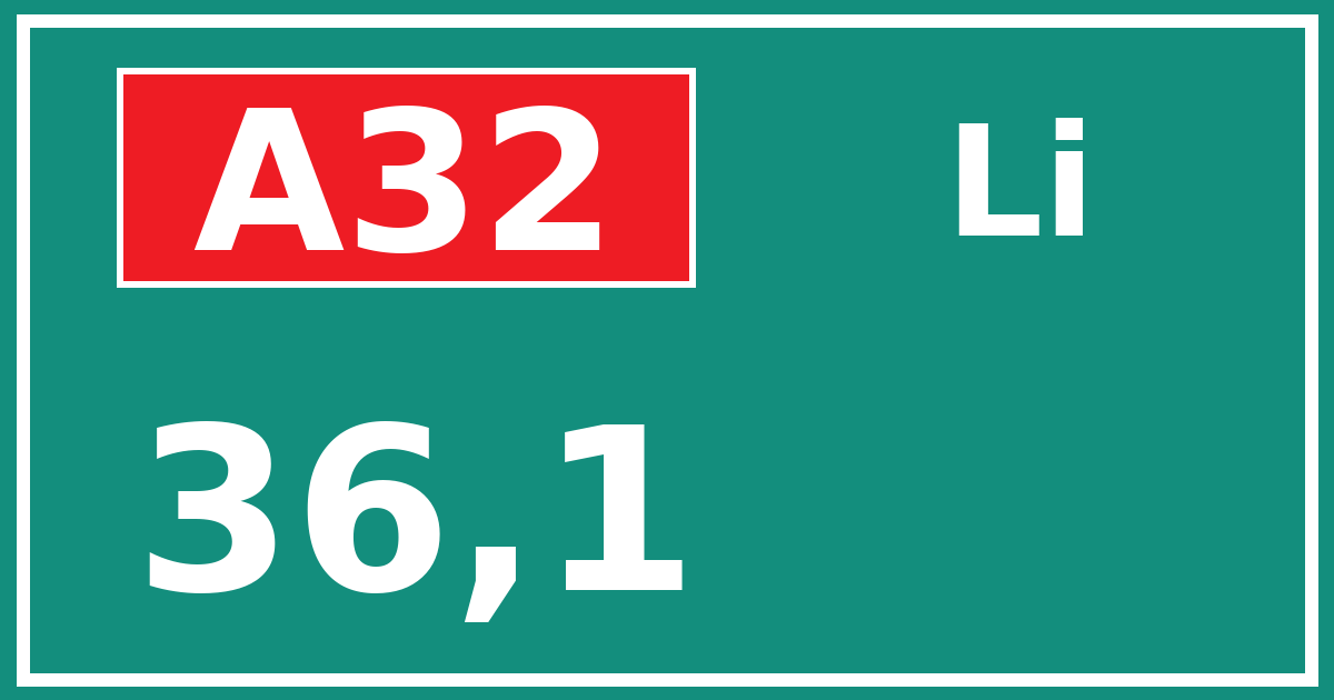 Hectometerbord A32 36,1 zijde Li