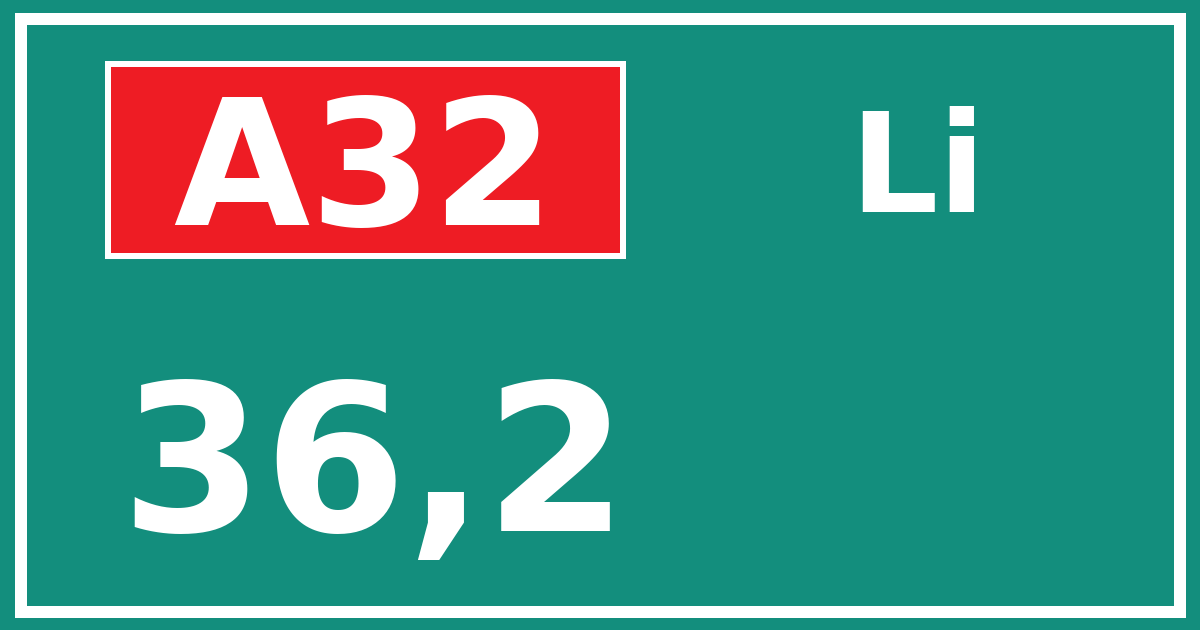 Hectometerbord A32 36,2 zijde Li
