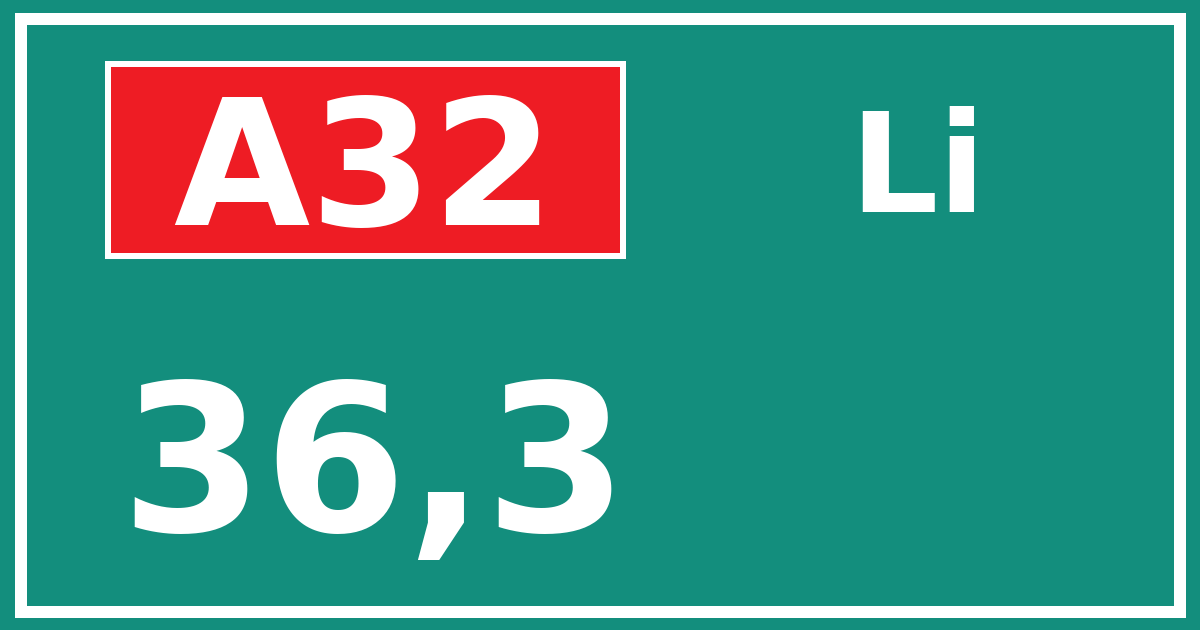 Hectometerbord A32 36,3 zijde Li