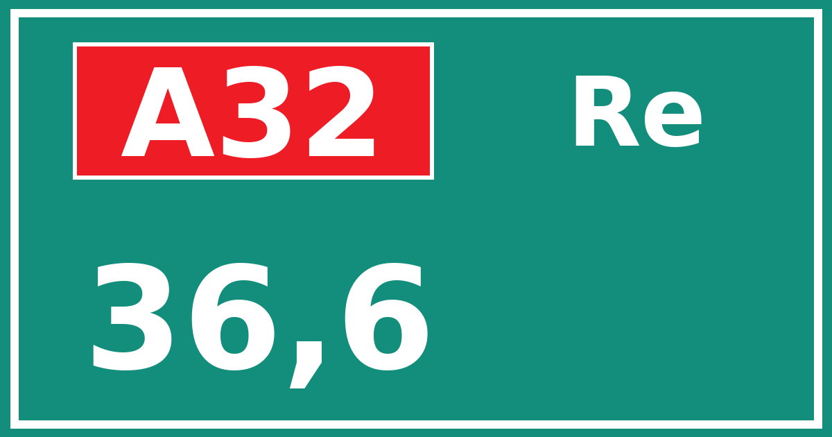 Hectometerbord A32 36,6 zijde Re