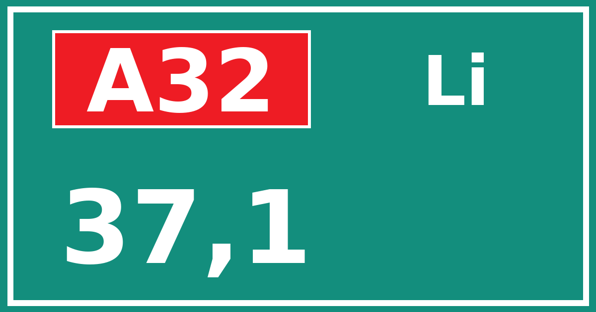 Hectometerbord A32 37,1 zijde Li