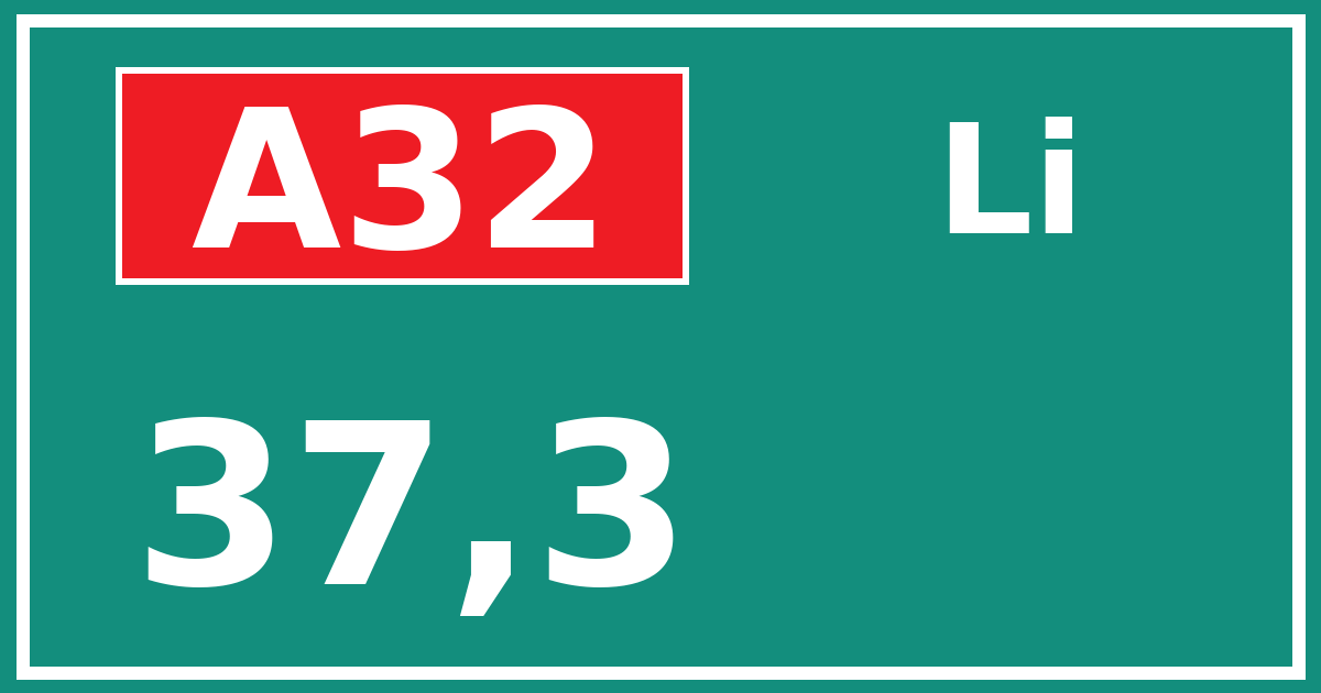 Hectometerbord A32 37,3 zijde Li