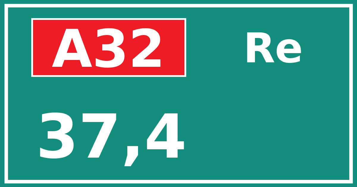 Hectometerbord A32 37,4 zijde Re
