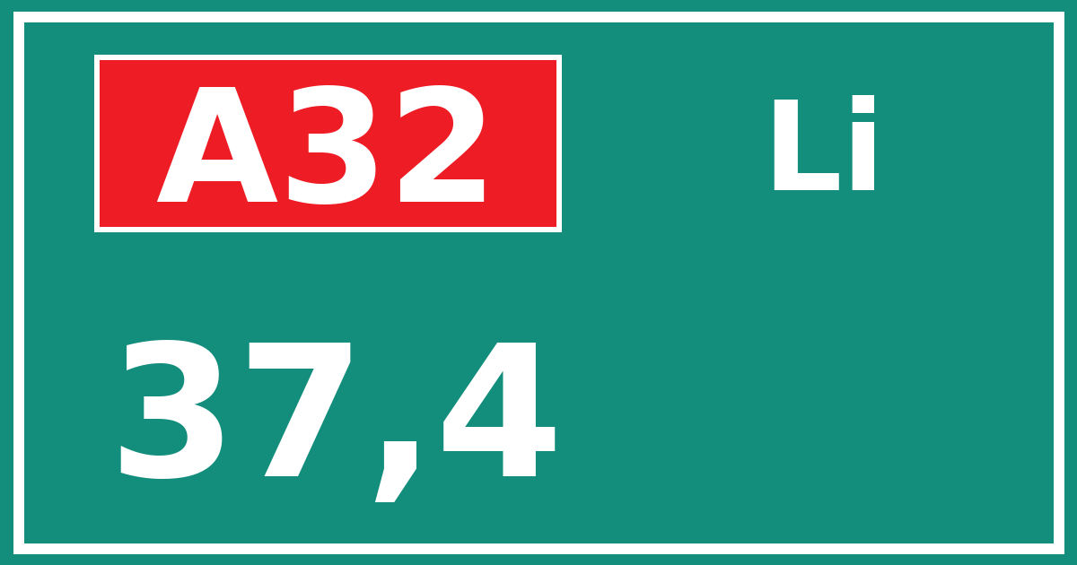 Hectometerbord A32 37,4 zijde Li