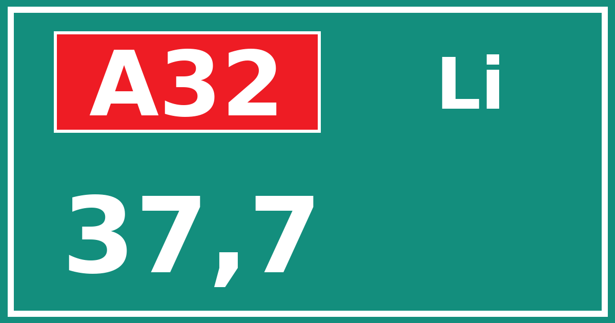 Hectometerbord A32 37,7 zijde Li