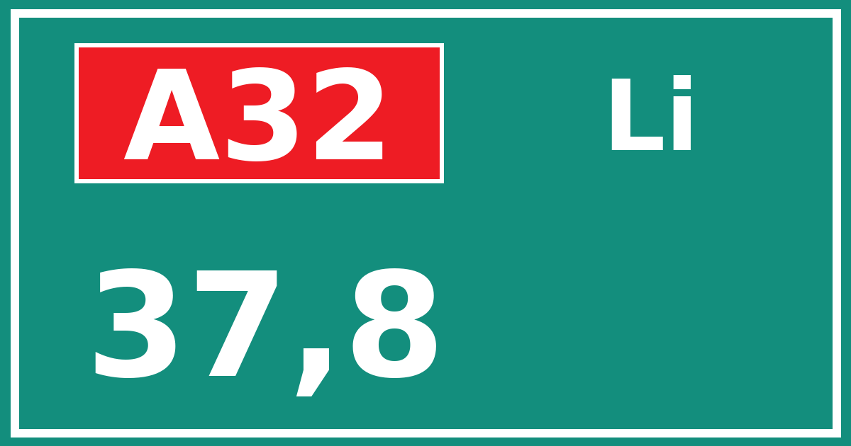 Hectometerbord A32 37,8 zijde Li