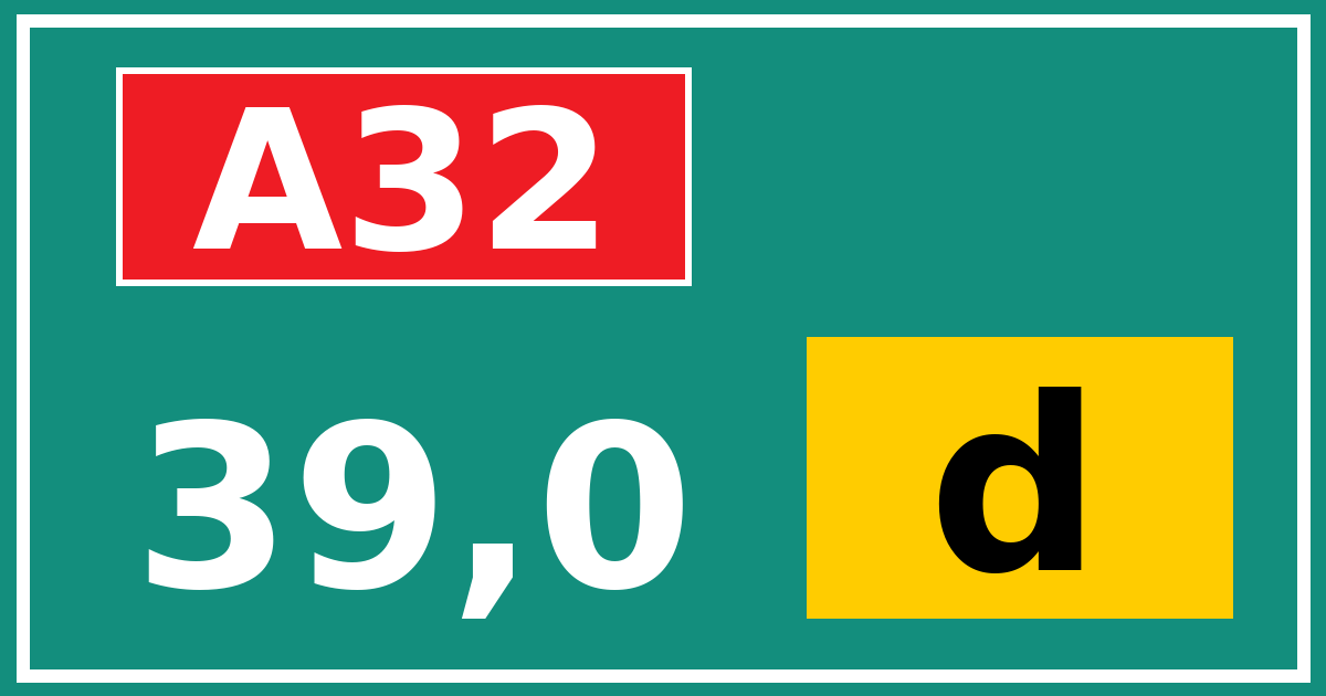 Hectometerbord A32 39,0 letter d