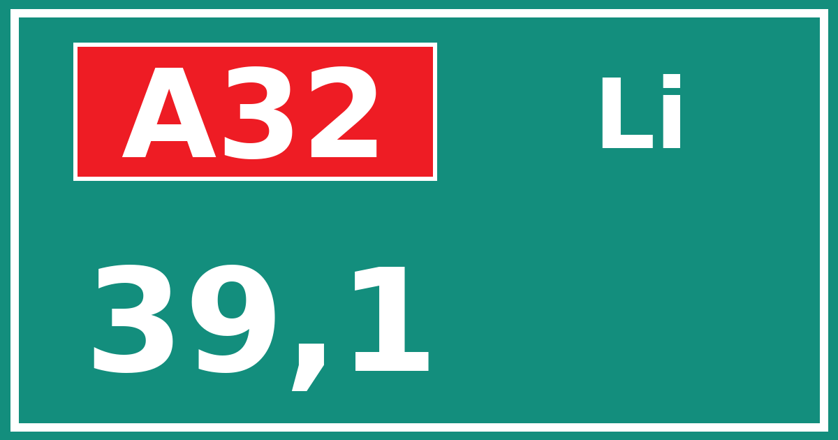 Hectometerbord A32 39,1 zijde Li