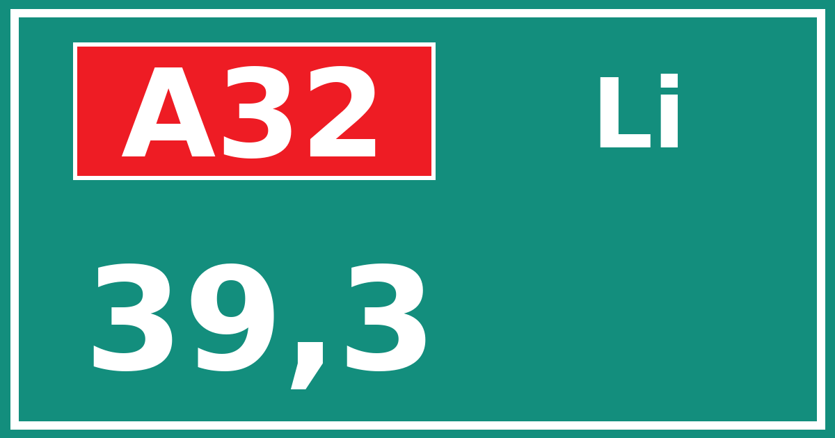 Hectometerbord A32 39,3 zijde Li