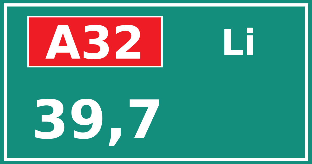 Hectometerbord A32 39,7 zijde Li