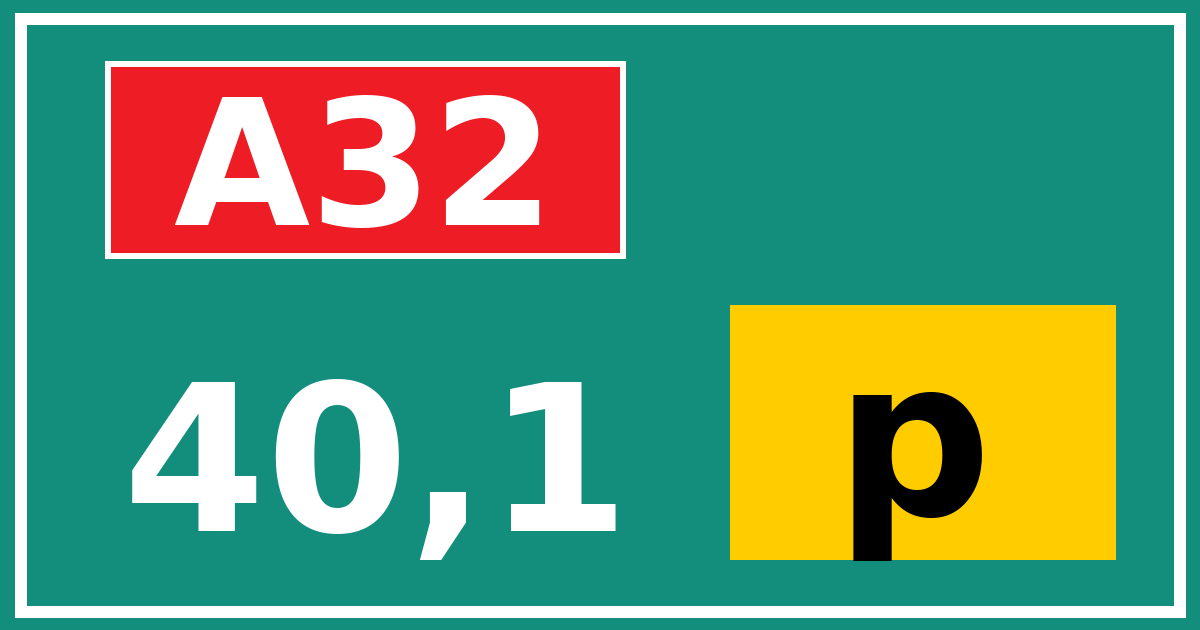 Hectometerbord A32 40,1 letter p