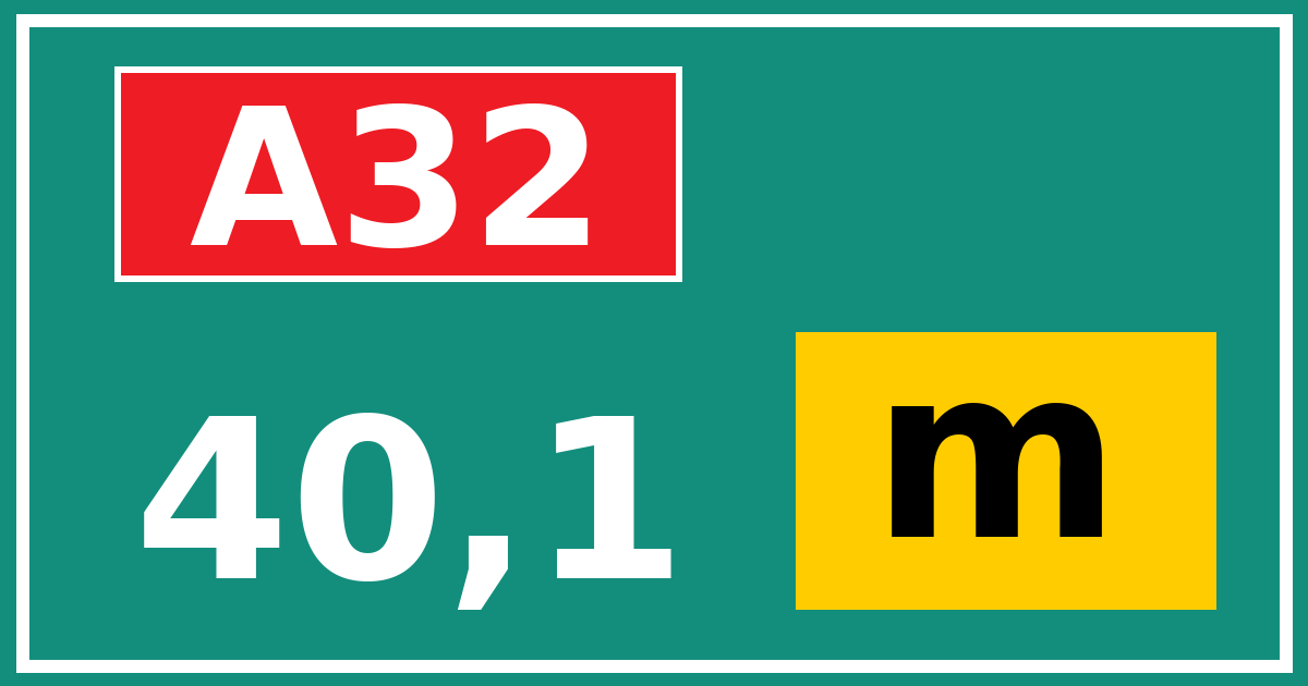 Hectometerbord A32 40,1 letter m