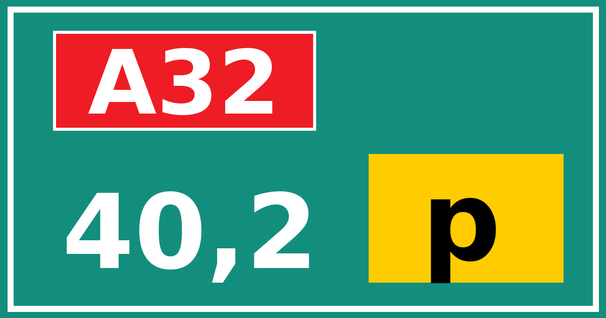 Hectometerbord A32 40,2 letter p