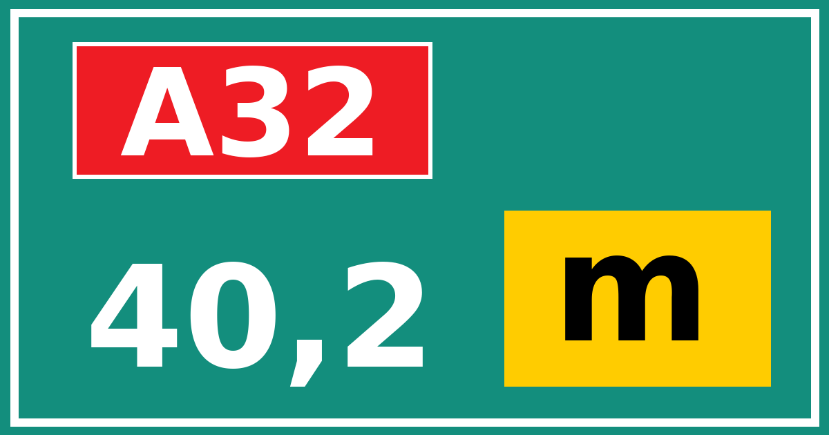 Hectometerbord A32 40,2 letter m