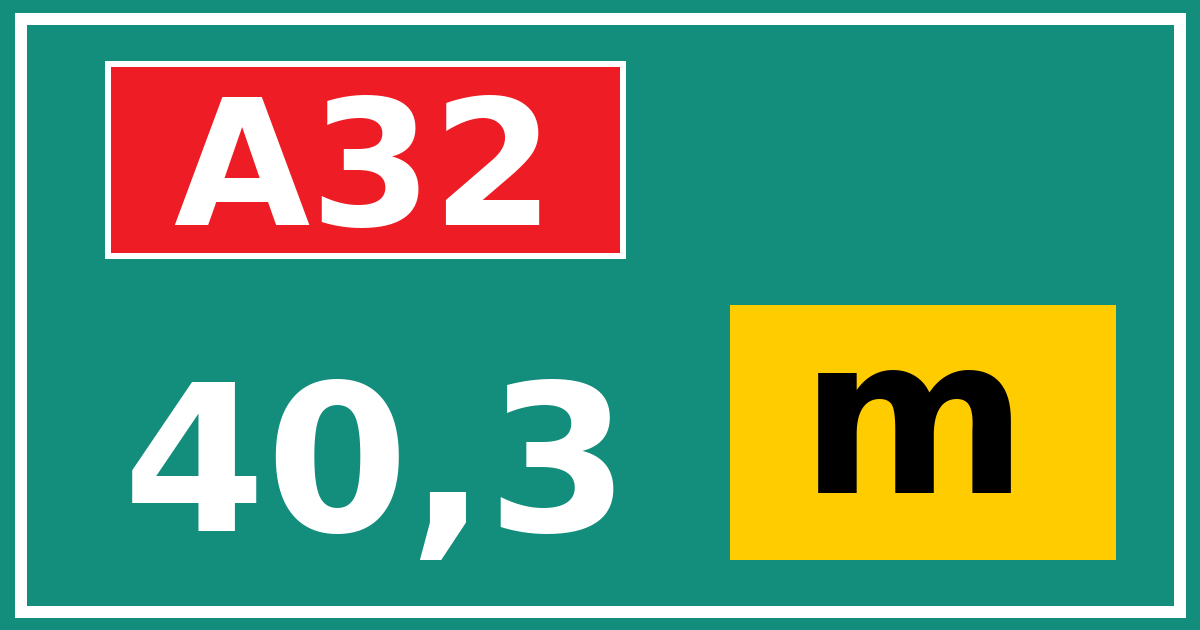 Hectometerbord A32 40,3 letter m