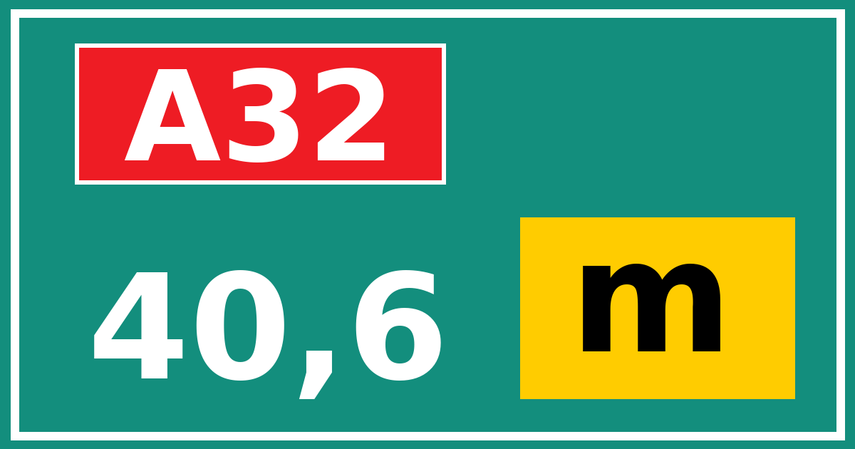 Hectometerbord A32 40,6 letter m