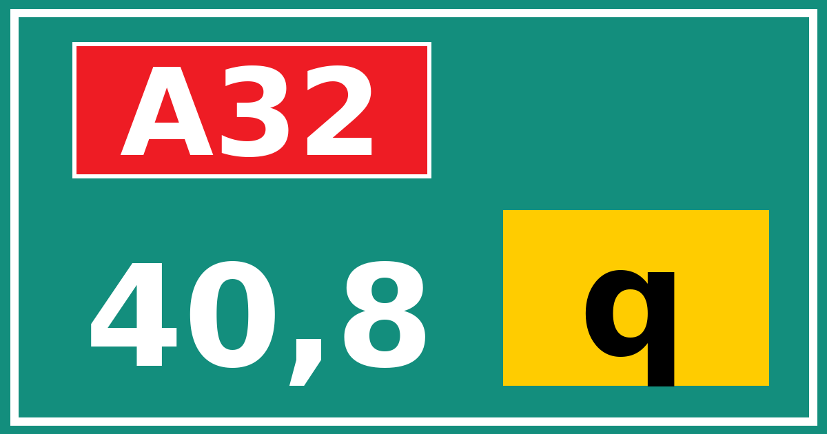 Hectometerbord A32 40,8 letter q