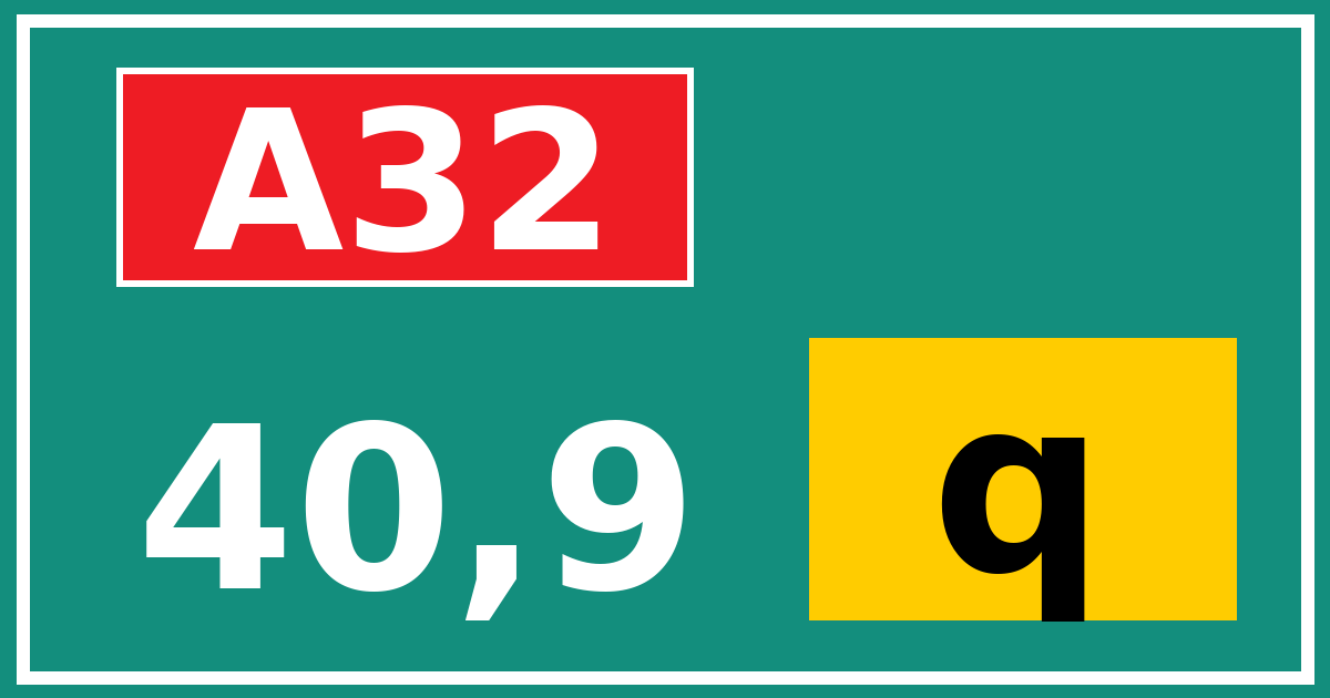 Hectometerbord A32 40,9 letter q