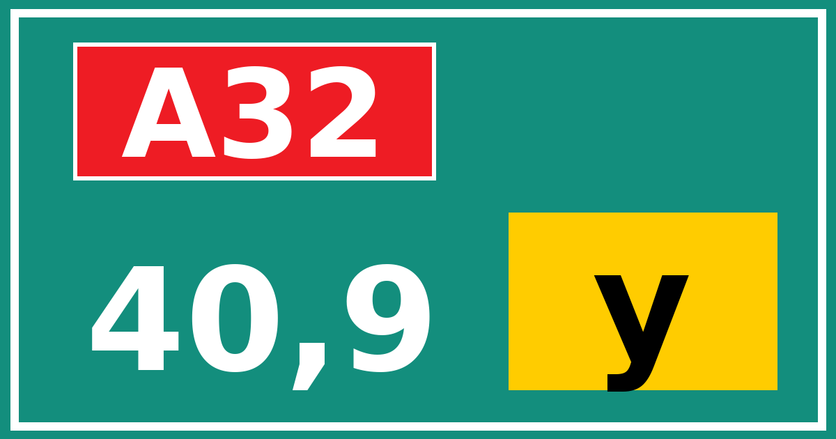 Hectometerbord A32 40,9 letter y