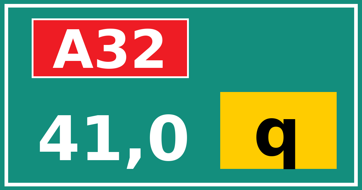 Hectometerbord A32 41,0 letter q