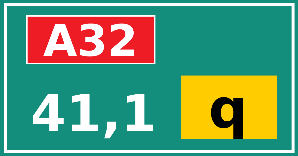 Hectometerbord A32 41,1 letter q