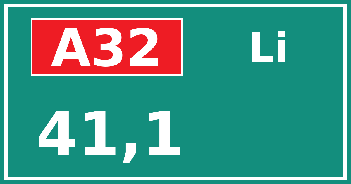 Hectometerbord A32 41,1 zijde Li