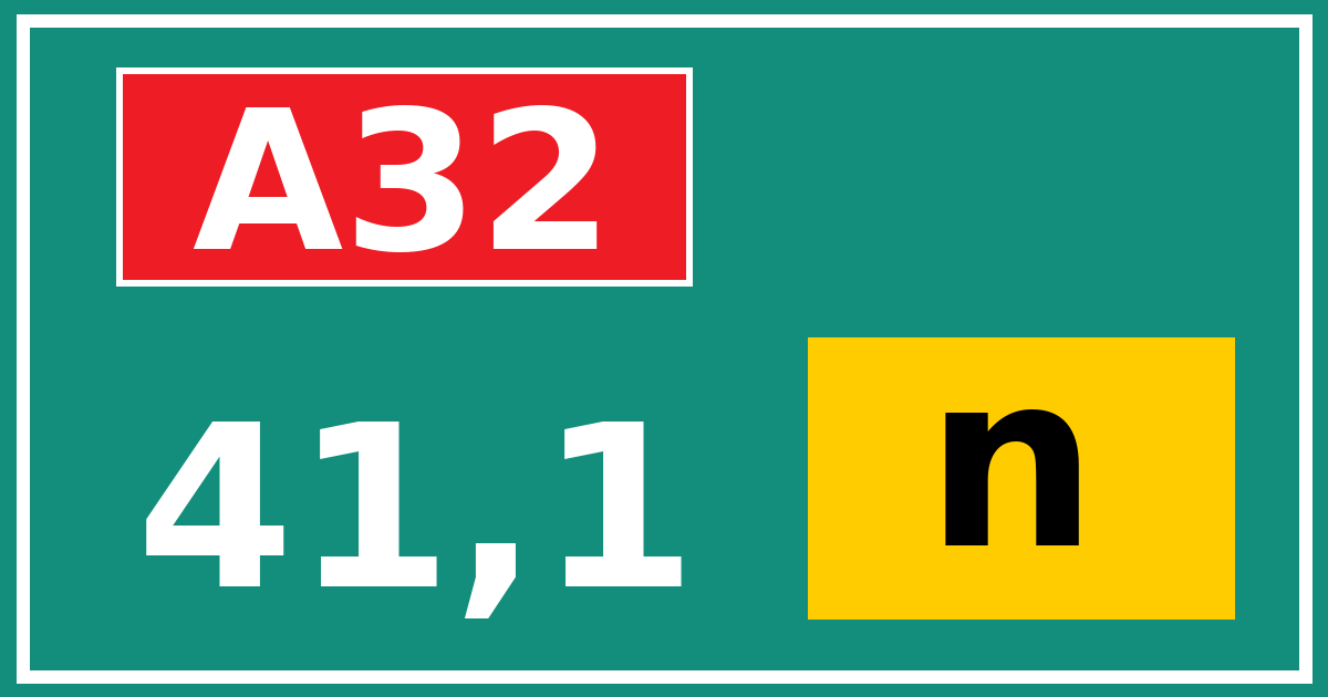 Hectometerbord A32 41,1 letter n