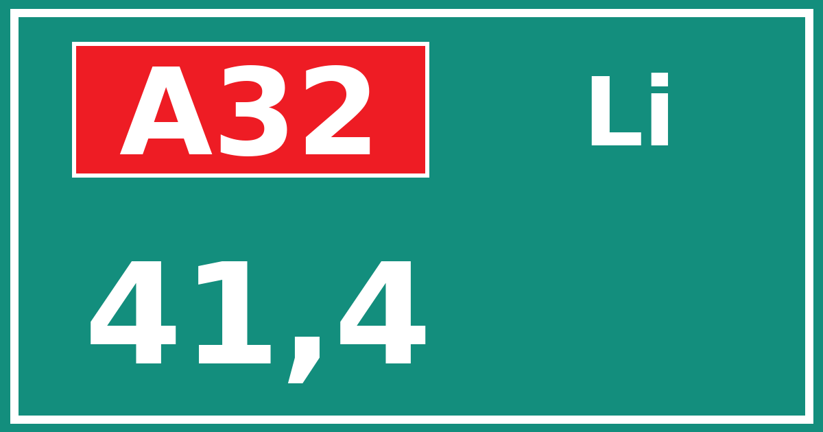 Hectometerbord A32 41,4 zijde Li