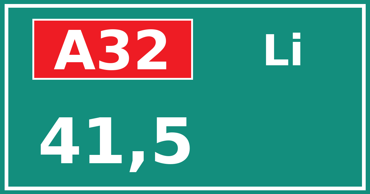 Hectometerbord A32 41,5 zijde Li