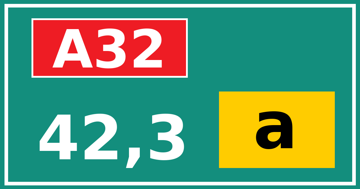Hectometerbord A32 42,3 letter a