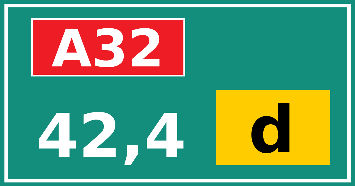 Hectometerbord A32 42,4 letter d
