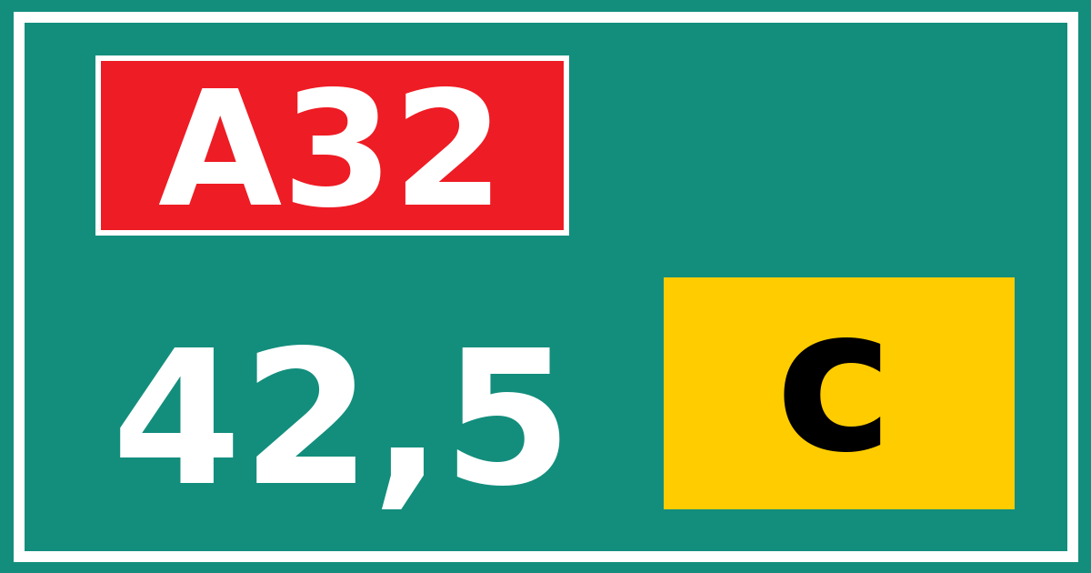 Hectometerbord A32 42,5 letter c